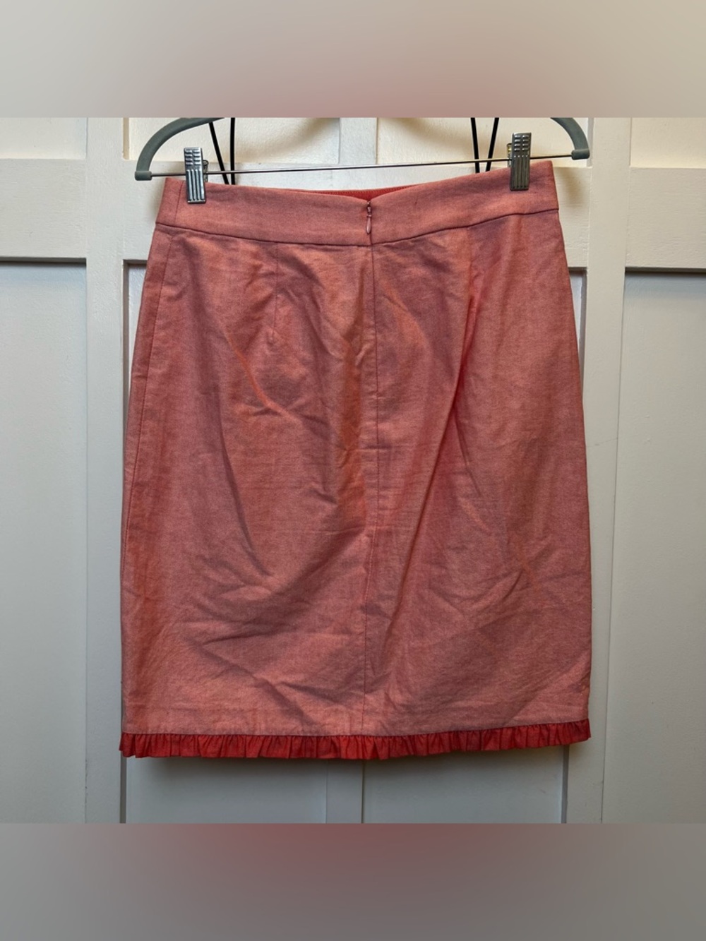 J Crew Siz 2 Faux Wrap Pink Apron Style Skirt Vintage Inspired Retro 100% Cotton - Picture 5 of 11